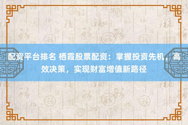 配资平台排名 栖霞股票配资：掌握投资先机，高效决策，实现财富增值新路径
