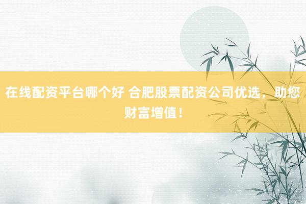 在线配资平台哪个好 合肥股票配资公司优选，助您财富增值！