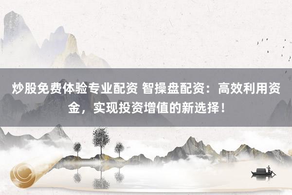 炒股免费体验专业配资 智操盘配资：高效利用资金，实现投资增值的新选择！