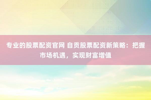 专业的股票配资官网 自贡股票配资新策略：把握市场机遇，实现财富增值