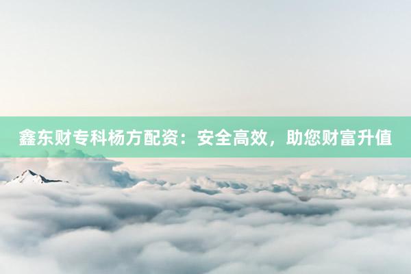 鑫东财专科杨方配资：安全高效，助您财富升值