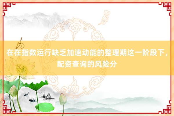 在在指数运行缺乏加速动能的整理期这一阶段下，配资查询的风险分