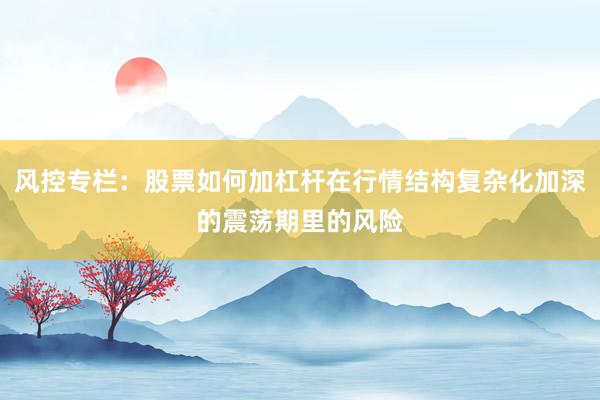 风控专栏：股票如何加杠杆在行情结构复杂化加深的震荡期里的风险