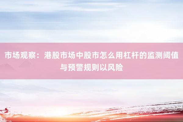 市场观察：港股市场中股市怎么用杠杆的监测阈值与预警规则以风险