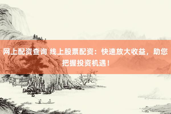 网上配资查询 线上股票配资：快速放大收益，助您把握投资机遇！