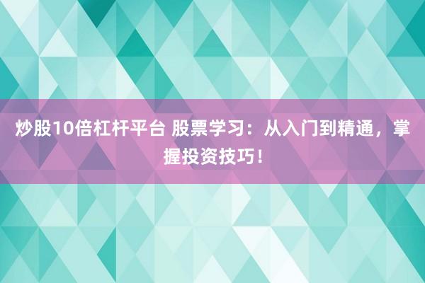 炒股10倍杠杆平台 股票学习：从入门到精通，掌握投资技巧！