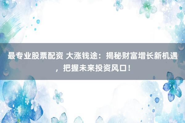 最专业股票配资 大涨钱途：揭秘财富增长新机遇，把握未来投资风口！