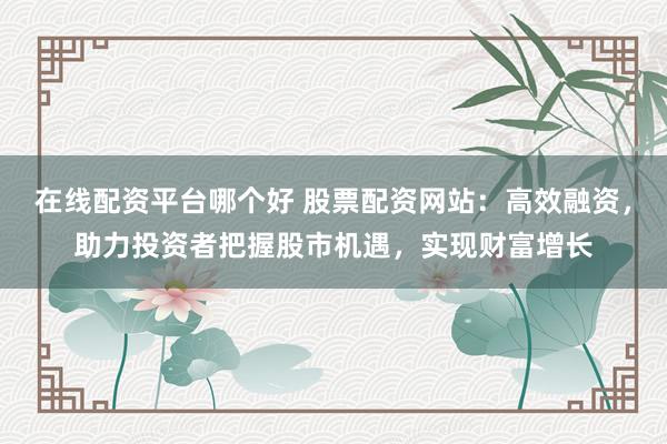 在线配资平台哪个好 股票配资网站：高效融资，助力投资者把握股市机遇，实现财富增长